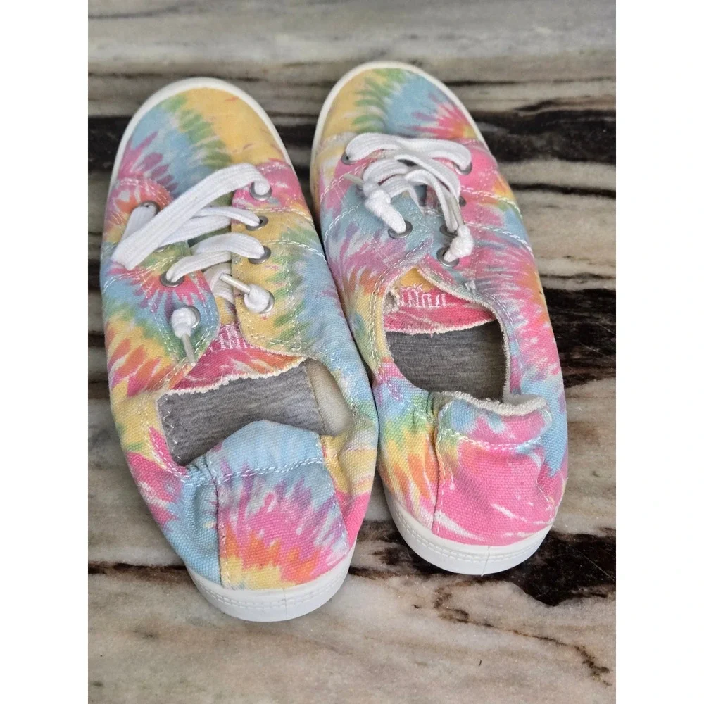 Dunes Sport Reesa Tie Dye Slip On Sneakers Pink Yellow Blue Womens Size 7.5M‎